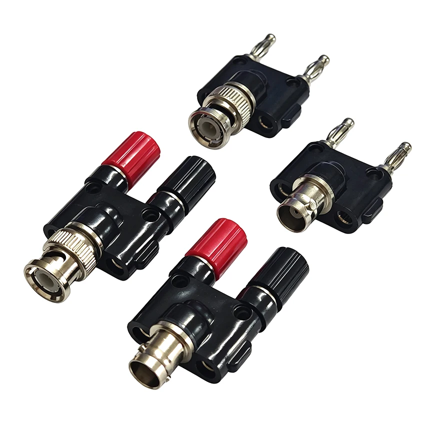 Q9 BNC Banana To 2 Dual 4mm Banana Male/Female Jack Coaxial Connector BNC Tee Type 3Way Splitter RF Adapter Plug