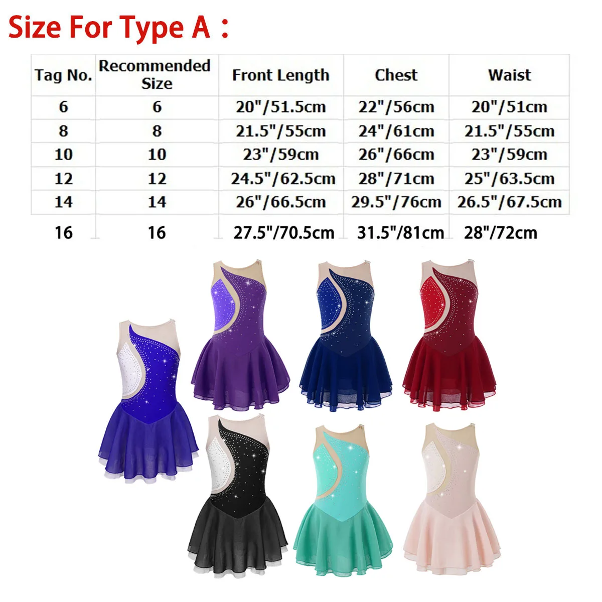 Rhinestone Figure Ice Skating Dress Child Girls Gymnastics Leotard Ballroom Ballet Dance Costume Training Performance Clothing