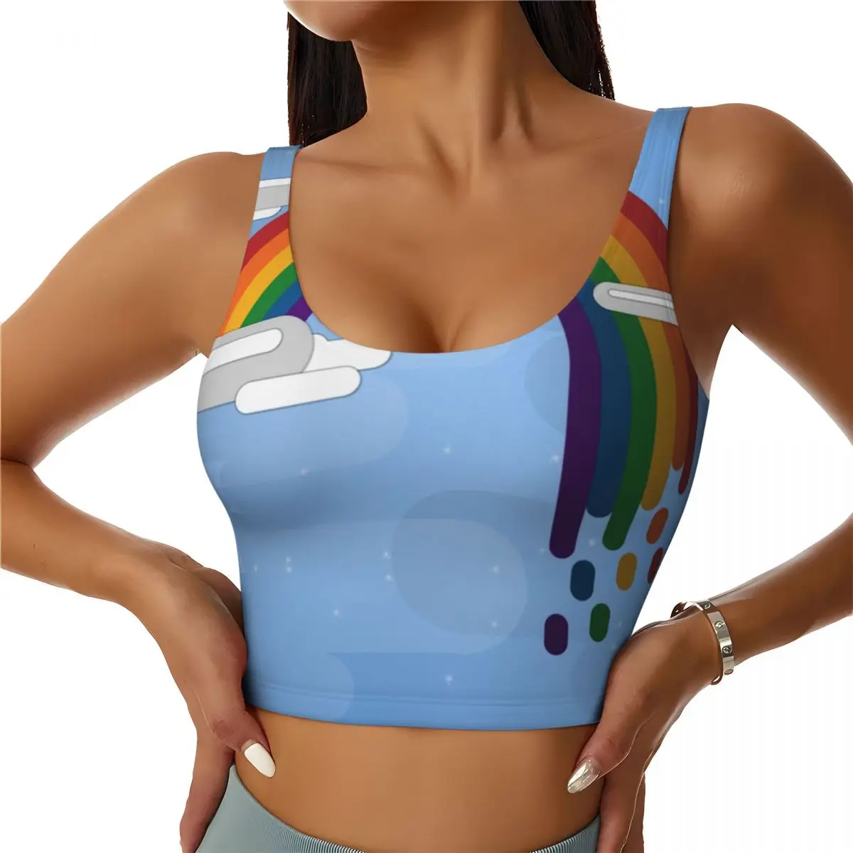 

Custom Minimalist LGBT Drip Rainbow Workout Crop Tank Tops Women's Seamless GLBT Gay Lesbian Pride Flag Yoga Running Sports Bras