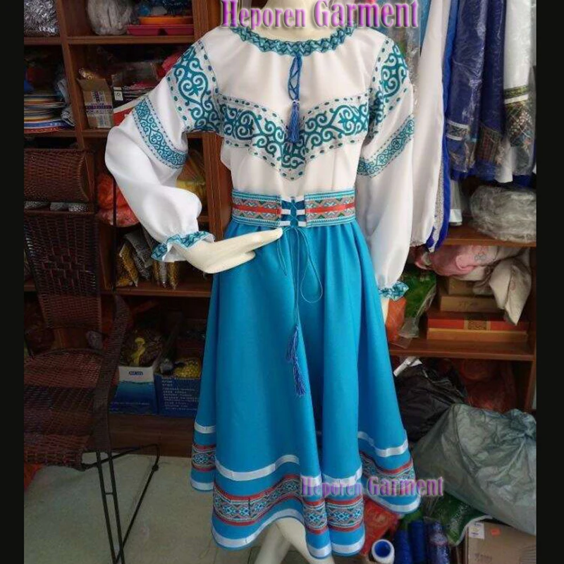 Customized Royal Blue Ukraine Dancing Costumes Clothing,Large Hem Dance Dress Women\'s Skirt
