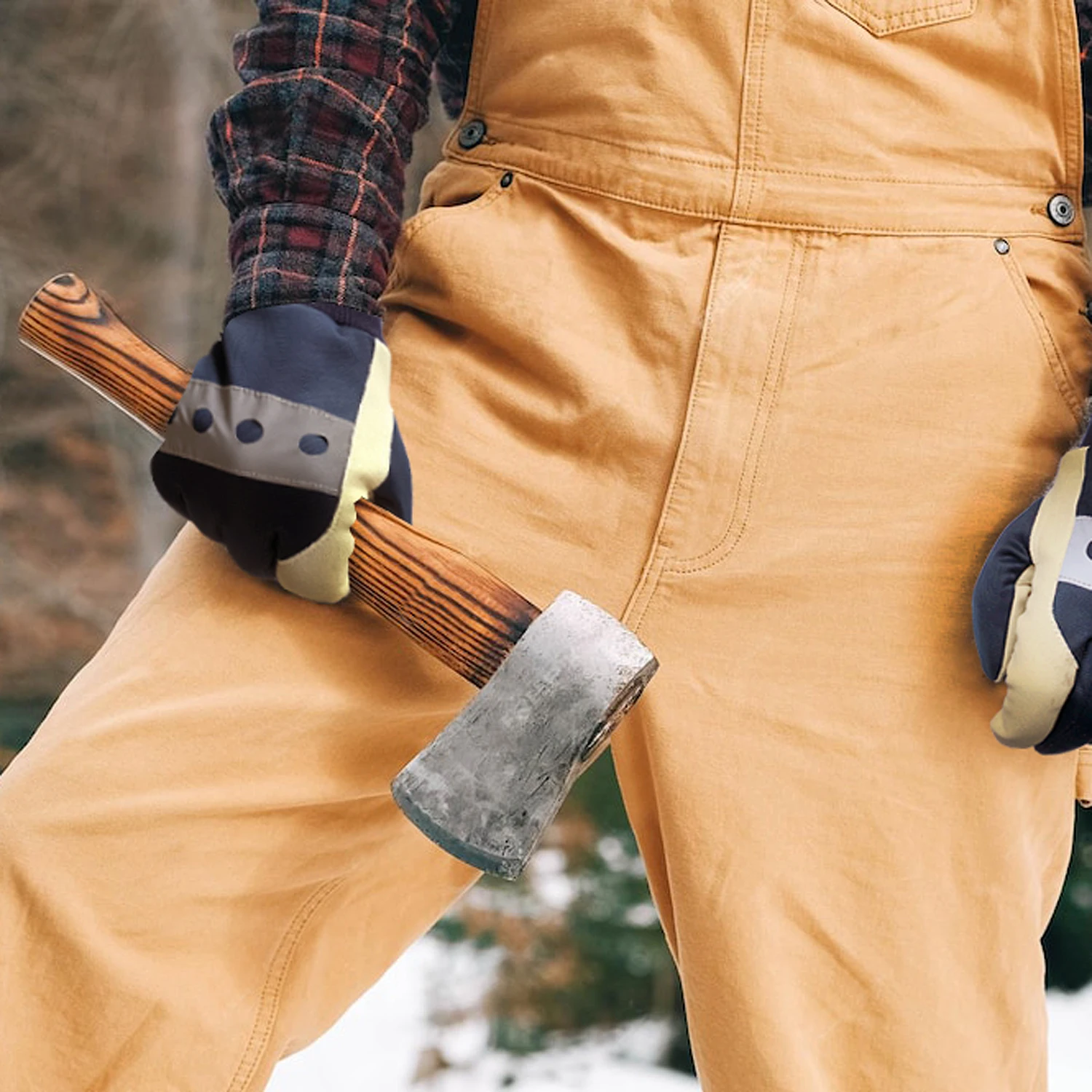 قفازات عمل شتوية 1P، راحة صناعية مع حشوة معززة على المنشعب بالإبهام، تقدم حماية ضد الإبهام #4