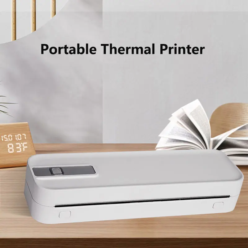 Portable Printer Wireless for Travel，Bluetooth Thermal Printer with A4 Thermal Paper Inkless Printer Compatible with Phone & PC