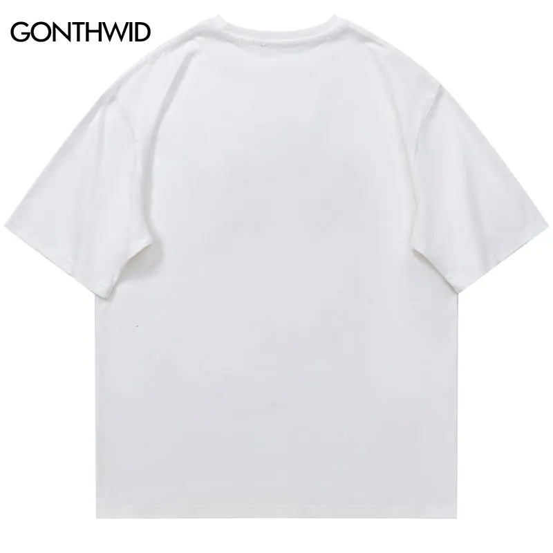 Harajuku mężczyźni Tshirt japoński kot wydruk graficzny T-Shirt 2023 moda lato Hip Hop Casual bawełniane luźne koszulki topy para