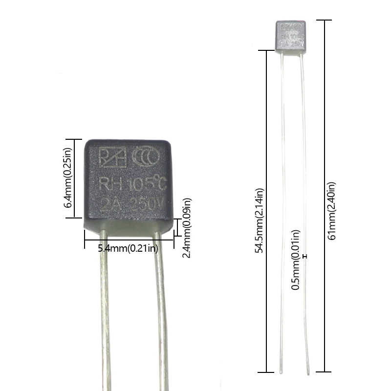 【100-20PCS】RH 92 95 102 105 115 120 125 130 135 140 145 150 Degree Thermal  RH Temperature Fuse 2A 250V Fan Motor Thermal Fuse