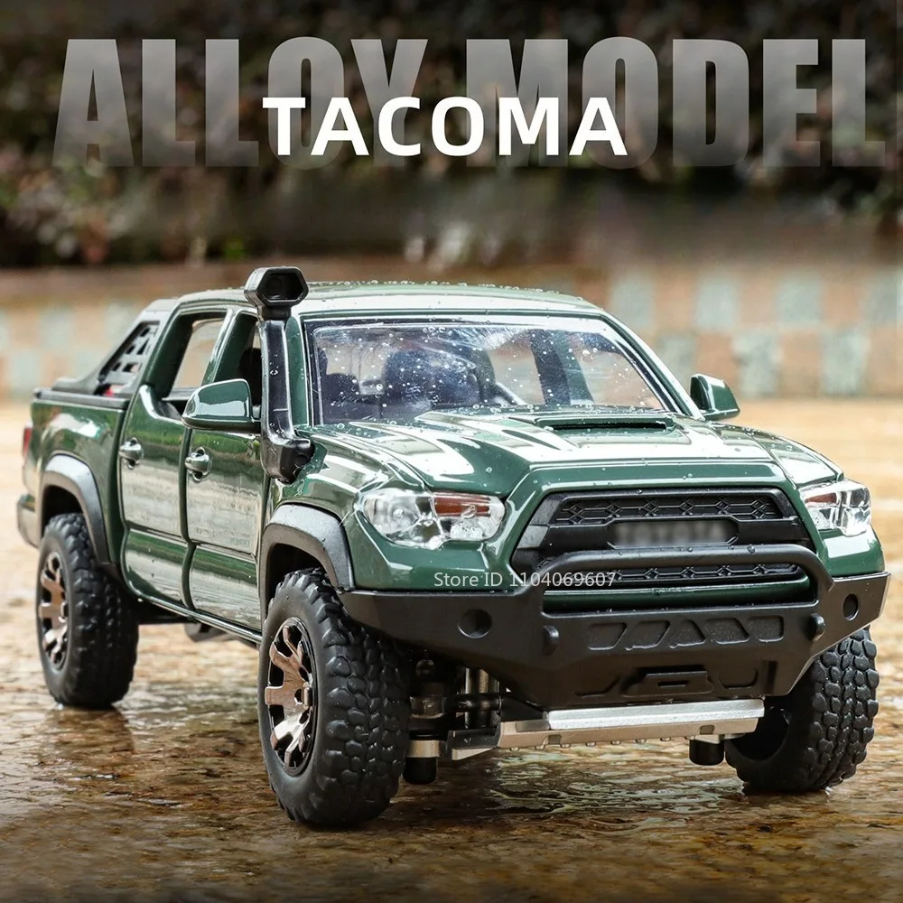 1:32 Tacoma HiLux modelo de juguete vehículos todoterreno aleación Diecast sonido luz puertas abiertas tirar hacia atrás absorción de impacto para regalos de niños