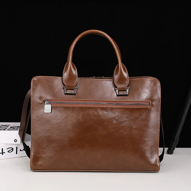 Leather Briefcases for Men Laptop Briefcase 13 Inch Business Messenger Bag for Men Computer Bag Waterproof Shoulder Laptop Bags