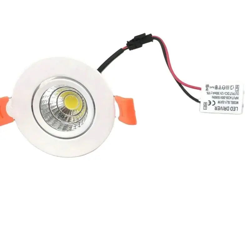 100pcs/lot Led Light Ceiling Spot Lights, 3W Downlights Dimmable 360LM , Warm 3000K Neutral 4000K Cool White 5700K Adjust