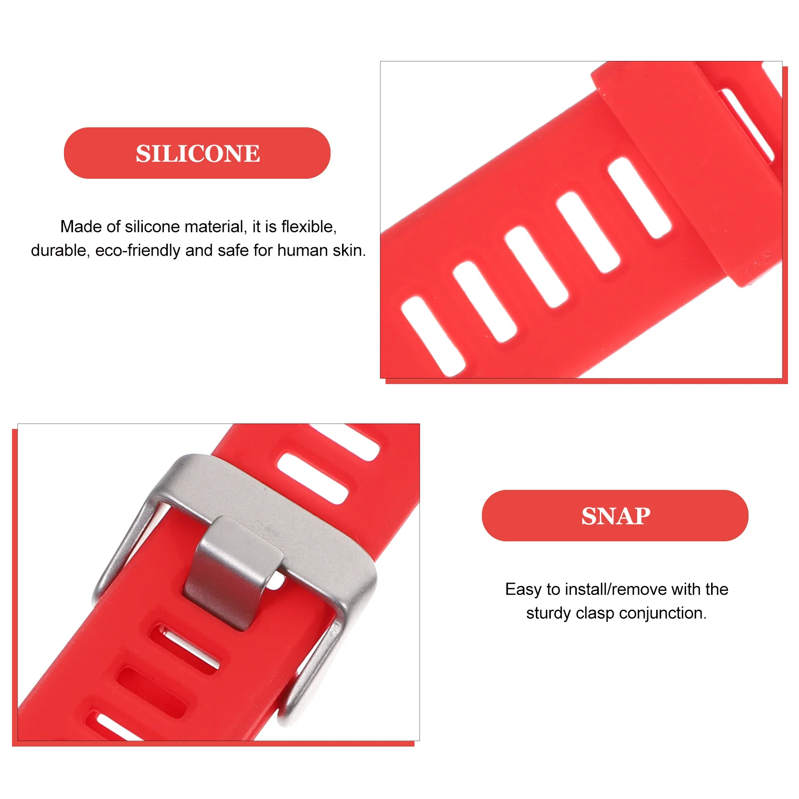 

Silicone Watchband Red Quick Release Strap For Hr Replacement Band Durable Flexible Soft Comfortable Unisex Wristband For