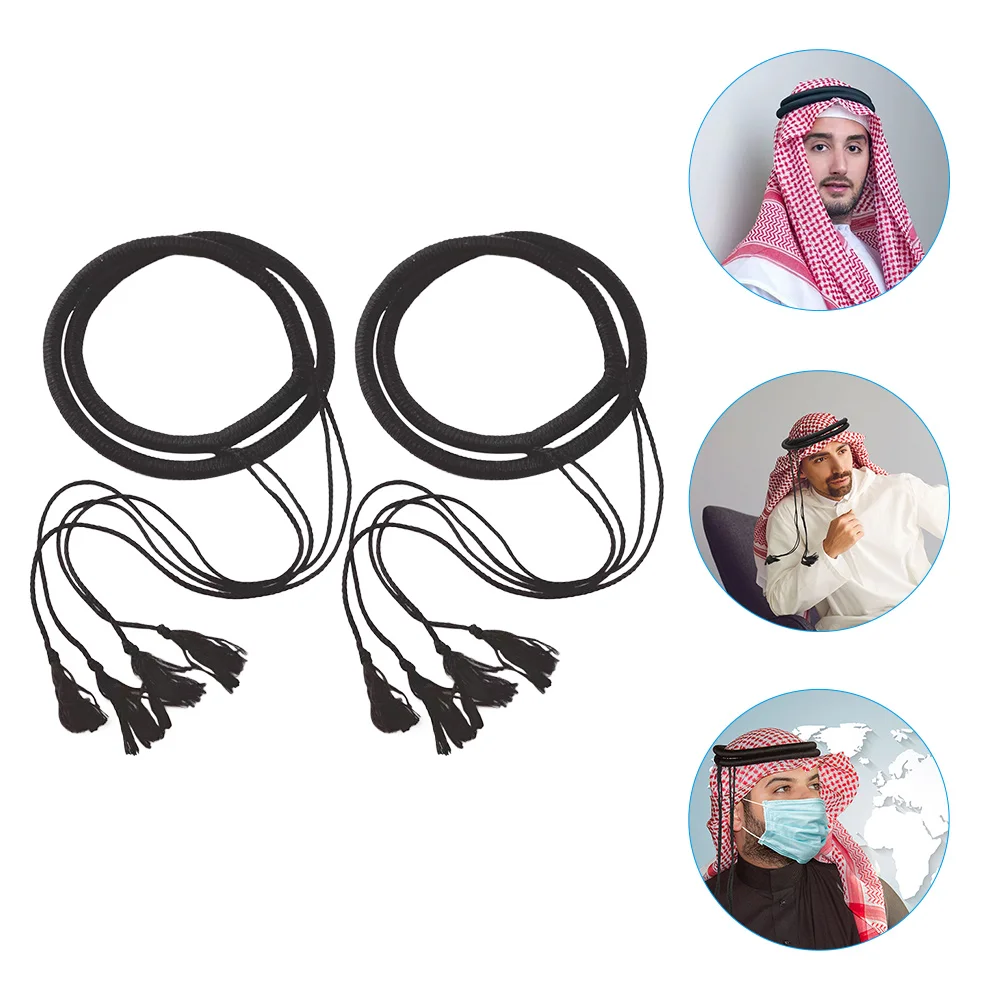 2 Pcs Headbands for Men Dubai Men's Arab Costume Arabian Scarf Rope Muslim Hijab Accessory Man