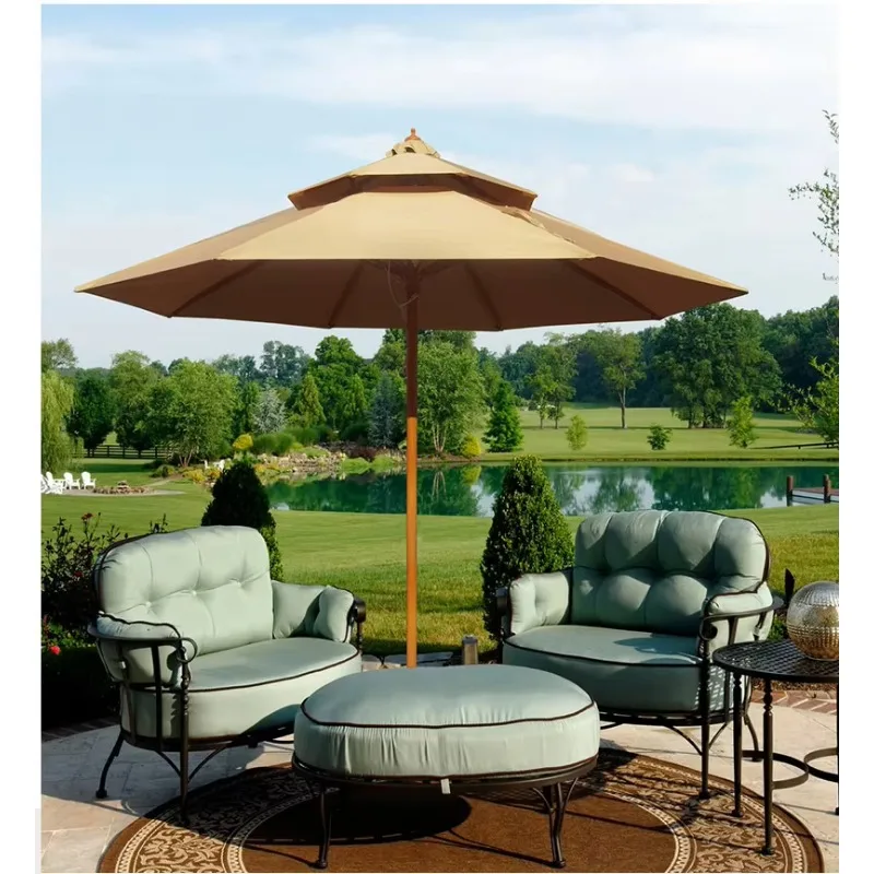 Easy-to-Operate 3M*3M 8Ribs Aluminum Iron Pole French Design Eco-Friendly Waterproof Patio Umbrella Outdoor Garden Parasol for