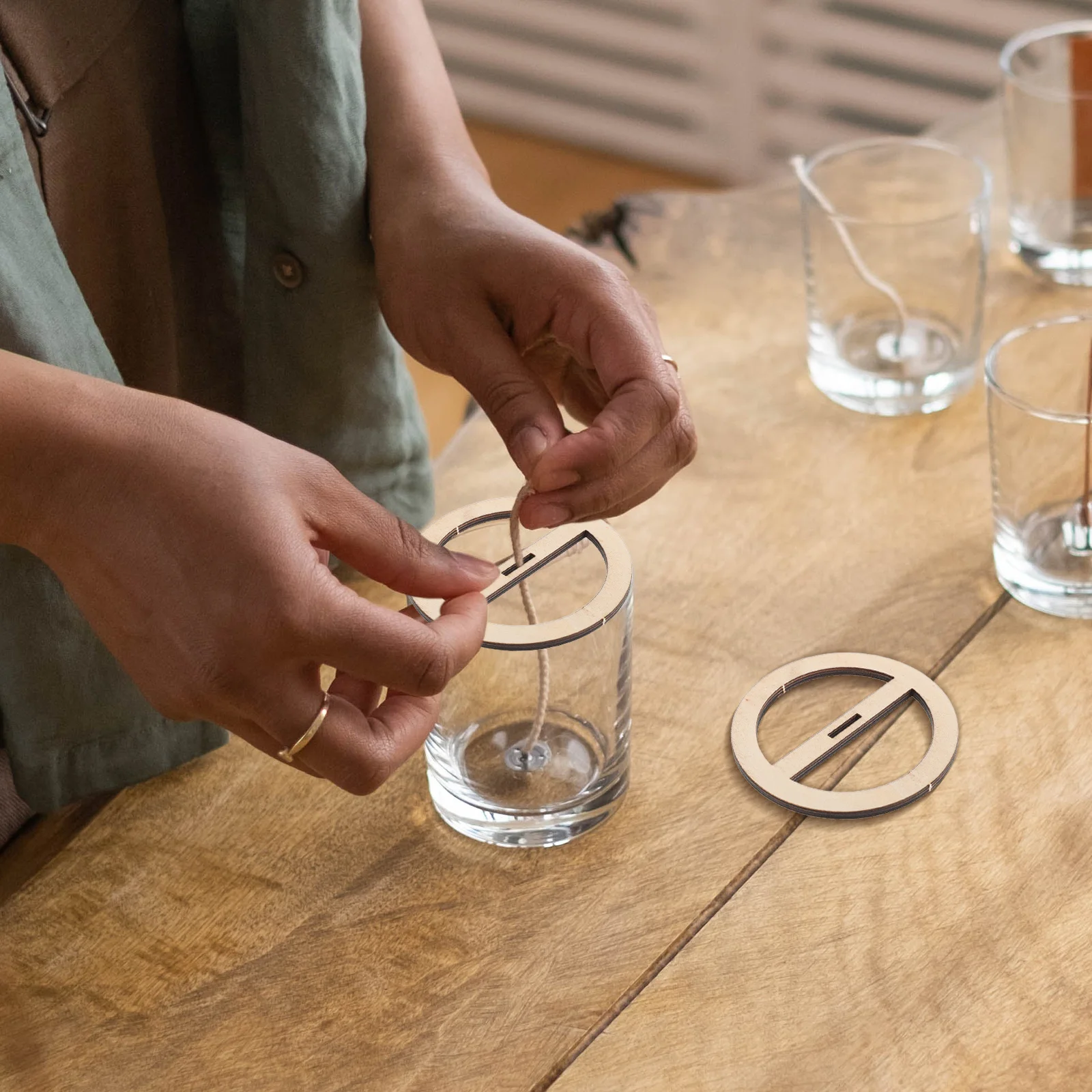 

6pcs Wooden Stabilizer Wick Holder For Mason Jars Centering Tool For Homemade Soy Wax Candles Diy Making