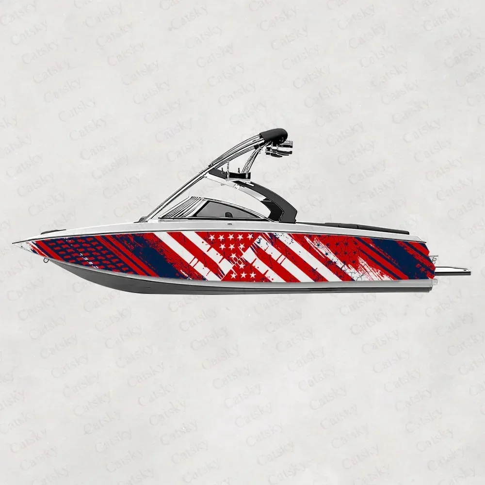 

American Flag Graphic Decal Boat Sticker Fish Ship Sticker Vinyl Waterproof Boat Wrap Graphic Vessels Decoration Wrap Decal Gift