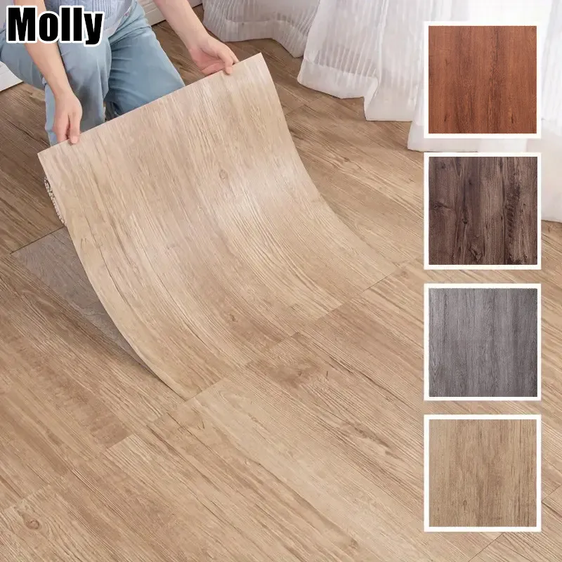 4/10/20/30 Uds. Azulejos de suelo de vinilo autoadhesivos de grano de madera pegatina de suelo despegable y adhesiva adecuada para sala de estar dormitorio Oficina