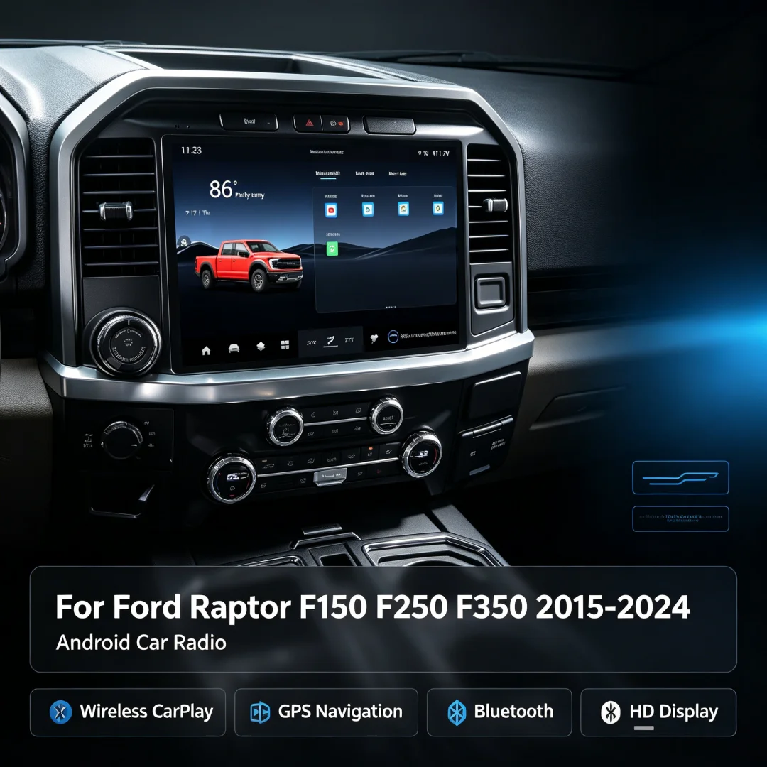 Android Touch Screen For Ford Raptor F150 F250 F350 2015-2024 Recorder Stereo GPS Navi Media Auto Video Player Wireless Carplay