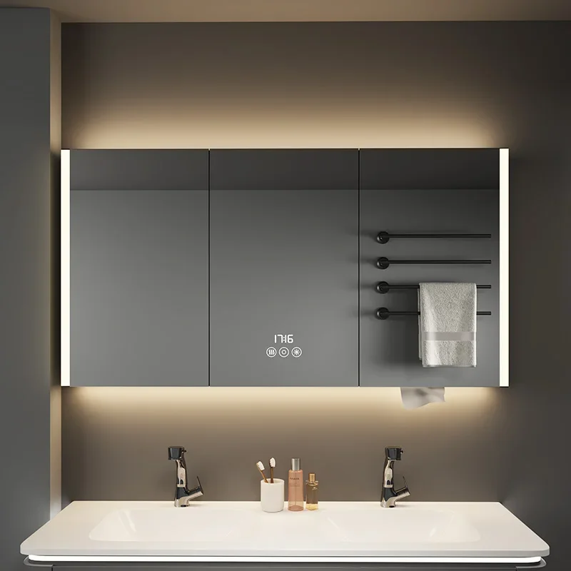 Nordic Smart Bathroom Cabinets Modern Luxury with Lamp Wall-mounted Mirror Cabinets Modern Home Furniture Arredo Bagno FYBC