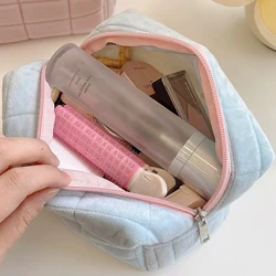 Large Capacity Pink White Blue Plush Makeup Bag Pencil Case Cute Student Storage Bag Soft Multifunctional Cosmetic Bag Organizer