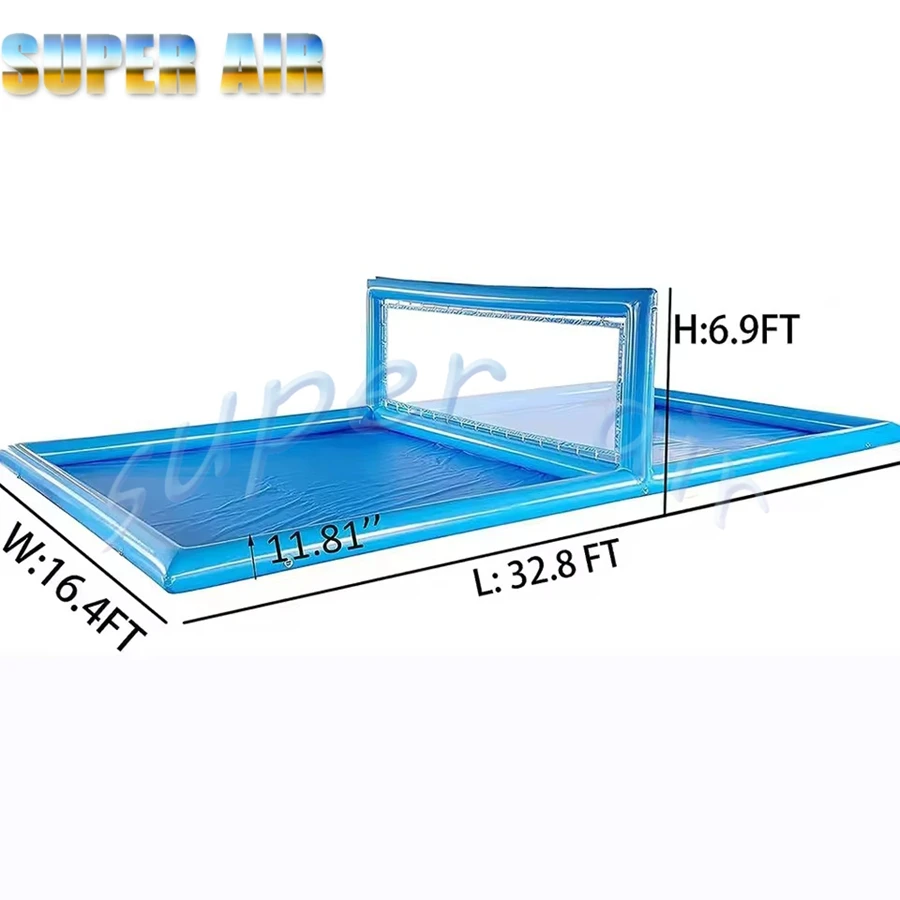 Customization grade PVC commercial inflatable volleyball court outdoor volleyball pool, beach water volleyball field