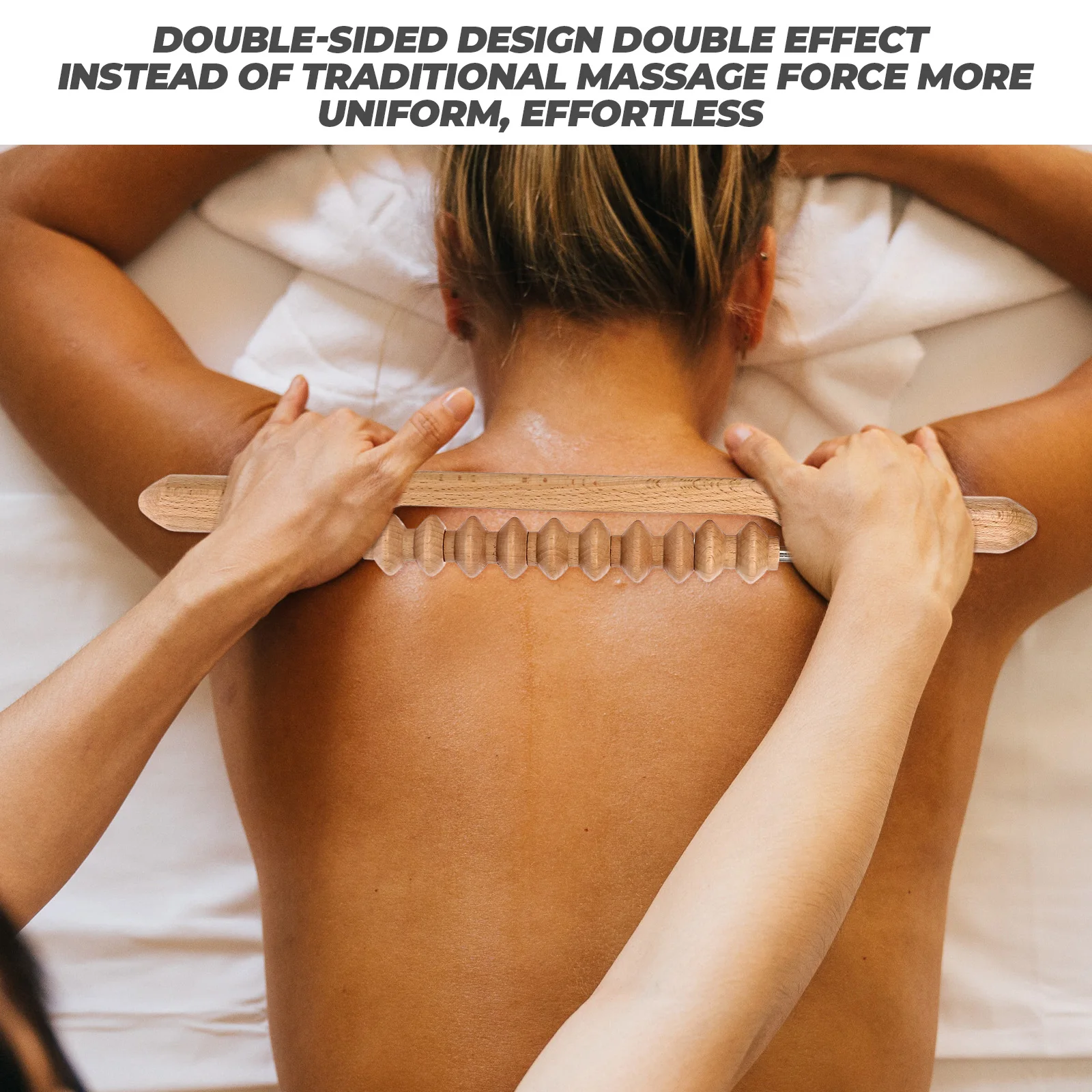 

Wooden Massage Stick Double-Row Beads Design For Body Gua Sha Therapy Portable Back Shoulder Muscle Massager Tool Travel Pain