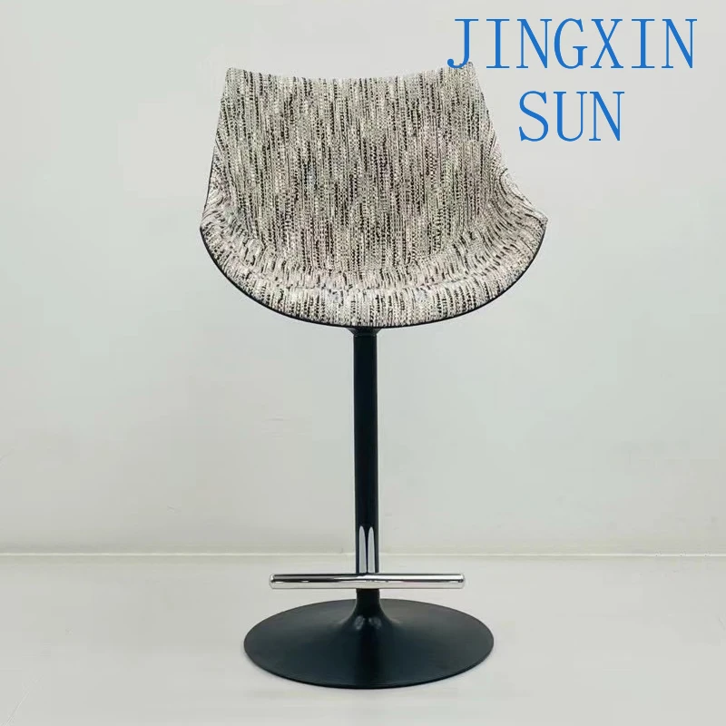 Modern Glass Fiber Frame Restaurant Chair with Fabric Cushion for Home Dining and Coffee Shops Rotating Bar Chair