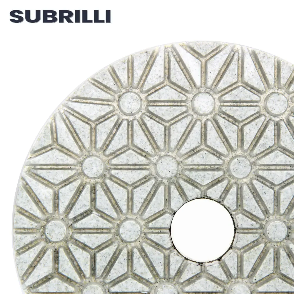 Uso seco e molhado 4 "3 passos almofada de polimento de diamante 100mm ligação de resina flexível disco de lixa de diamante roda polonês para telha de mármore de pedra