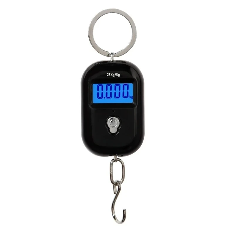25kgx5g Pocket Digital Hanging Scale – Portable Mini LCD Backlight Luggage Kitchen Weight Balance Hook Steelyard