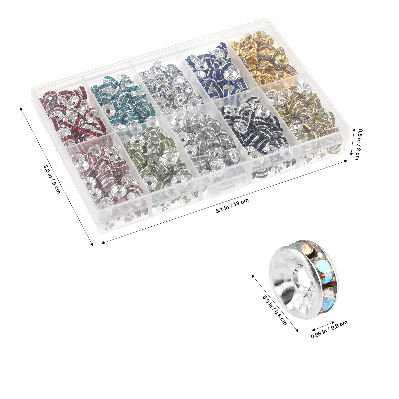 

700 Pcs Rondelle Spacer for Jewelry Rhinestone Craft Round Rondelle Loose Loose Colorful Rhinestone Spacer Beads Beads