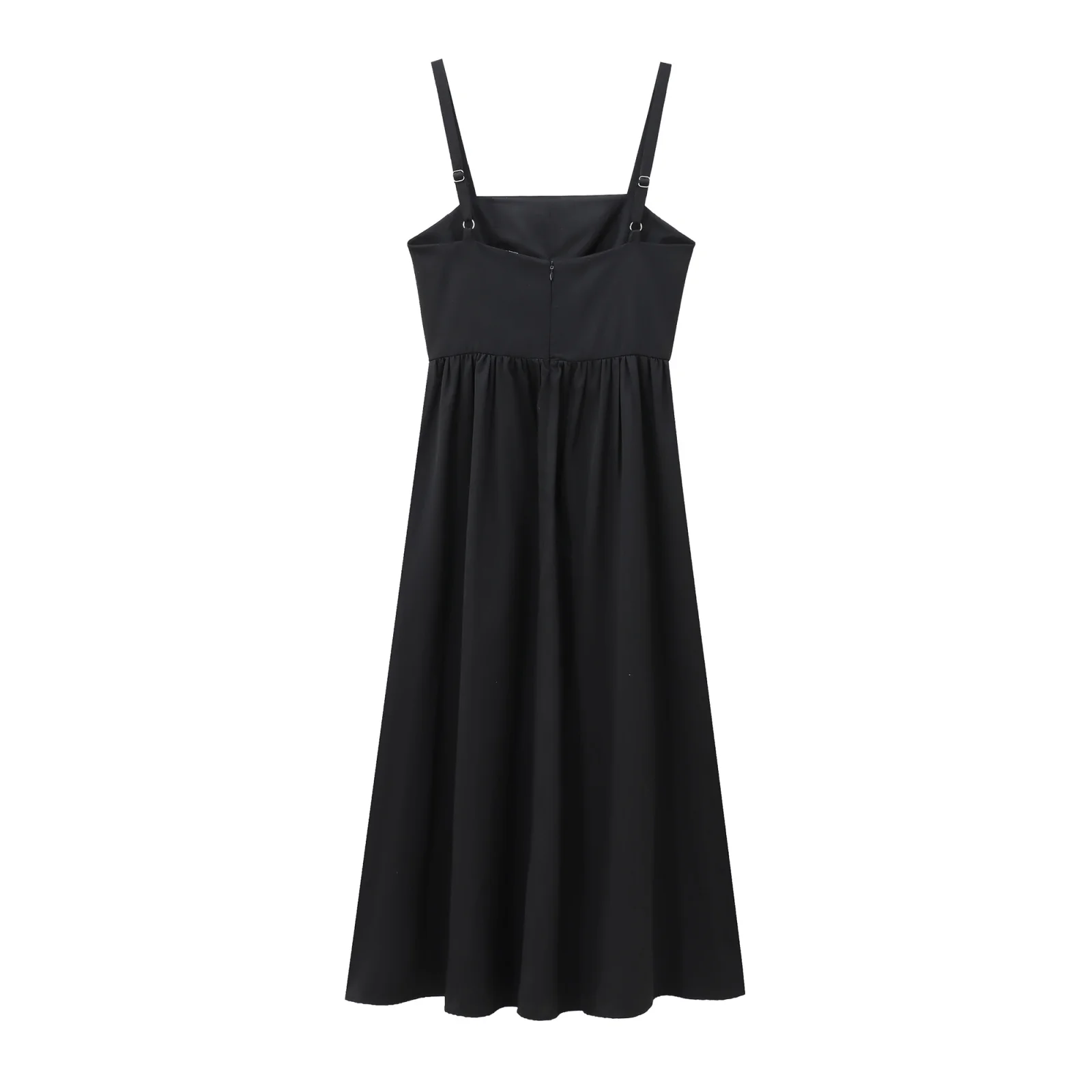 Vestido Midi Plissado Feminino com Decoração de Laço, Fino, Largo, Suspender, Sem Mangas, Sem Costas, Retro, Nova Moda, 2022