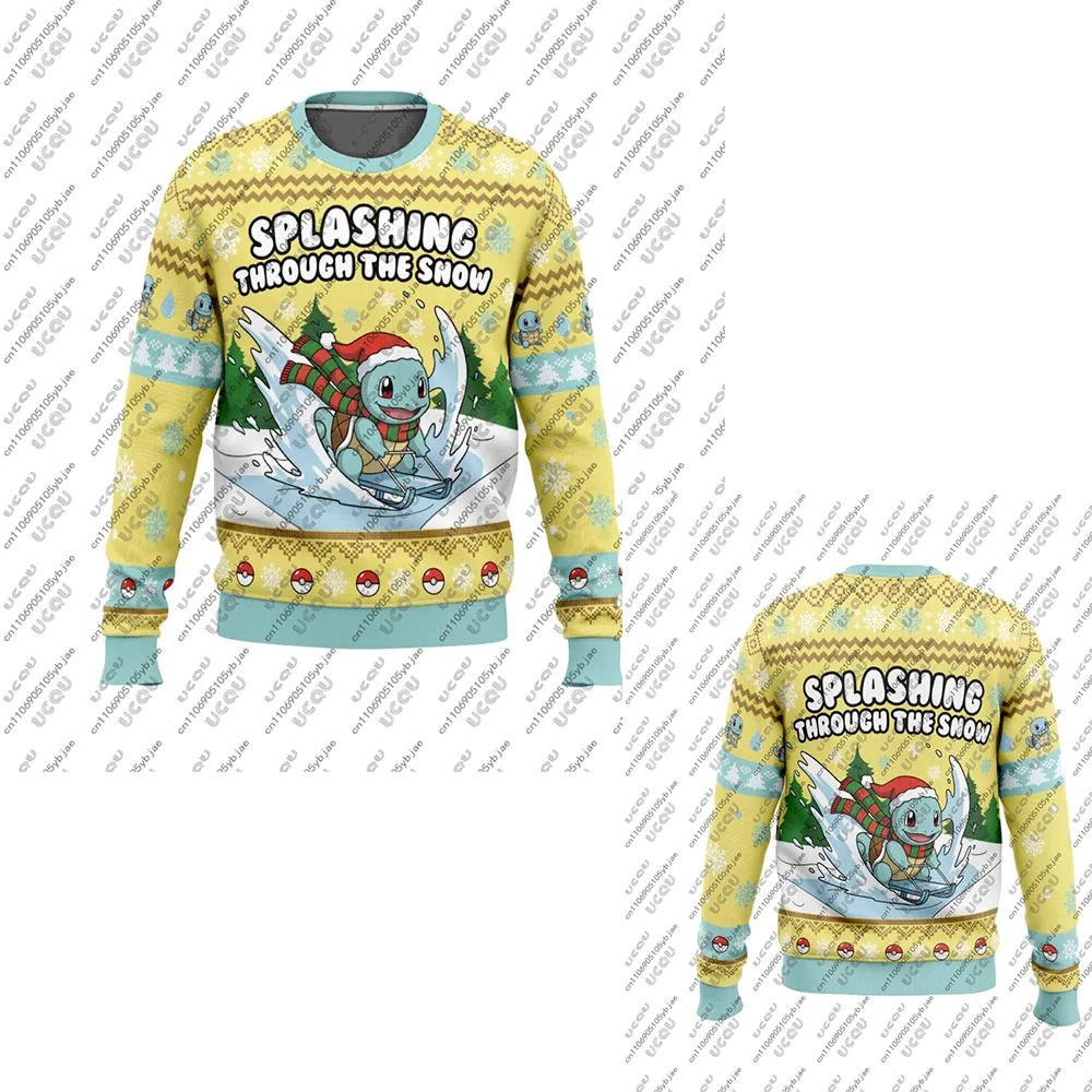 Prezent Jesień Zima 2026 Męski Dziecięcy Luźny T-shirt Koszulka Bluza Chłopięca Top Świąteczny Świąteczny Hoodie S-Squirtle S-Splashing