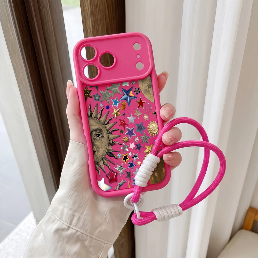 Handyhülle für Samsung Galaxy Note 20 S25 S26 Plus S24 FE S25 S24 Ultra A57 A07 5G Stern Mond Sonne Collage Lanyard Silikonhülle – Detail 5
