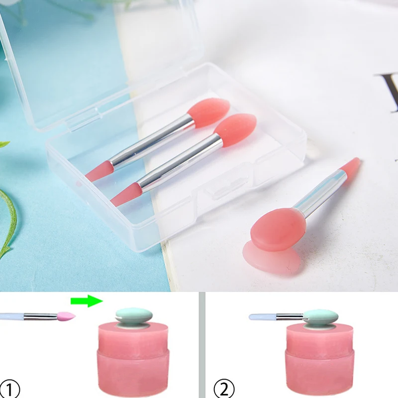 3 Stuks Siliconen Lip Balsems Lipmasker Borstel Met Sucker Stofkap Make-Up Borstels Lip Film Borstel Anti-Verloren Stofkap