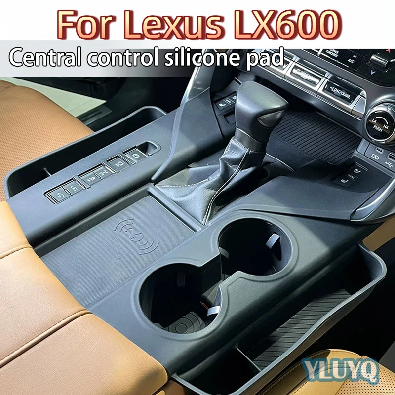 for-lexus-lx600-silicone-center-console-pad-wireless-charging-cup-holder-mat-anti-slip-car-interior-storage-interior-accessories