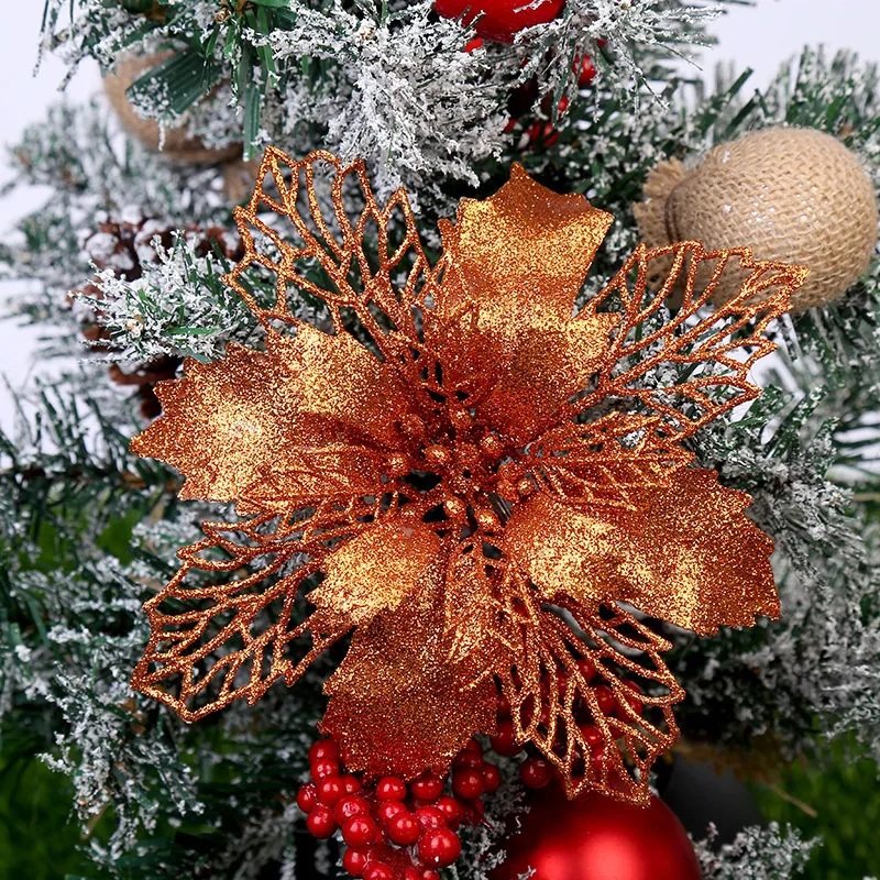 9cm Artificial Flowers Christmas Tree Hanging Pendant Hollow Simulated Flower Christmas Decoration For Home Party New Year 2025