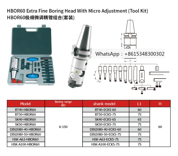 HBOR60 Super Precision Boring H-ead Set with Micro Adjustment (Kit)