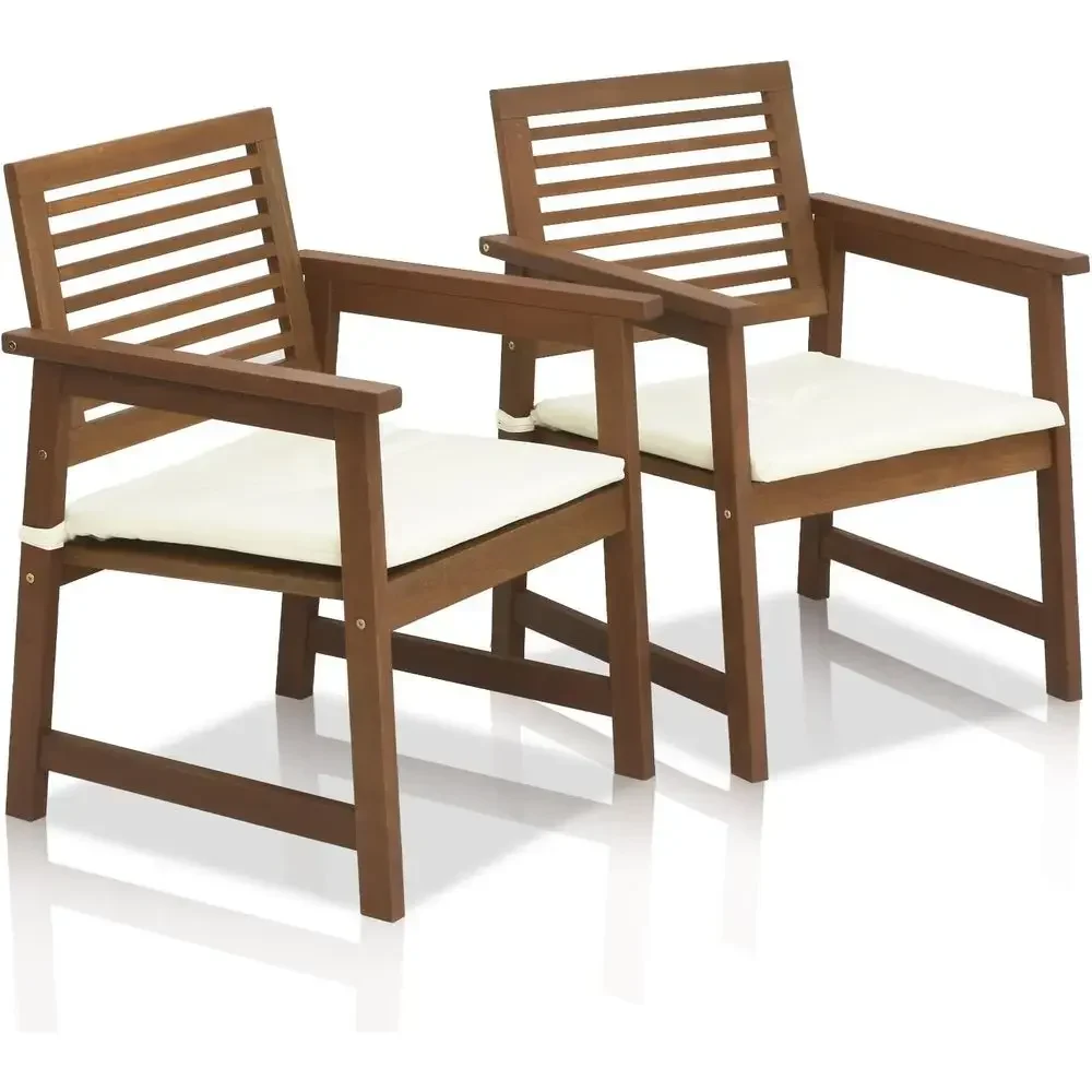 Two-Piece Outdoor Lawn Armchairs with Cushions, Suitable for Patio, Garden, Porch, Natural Style