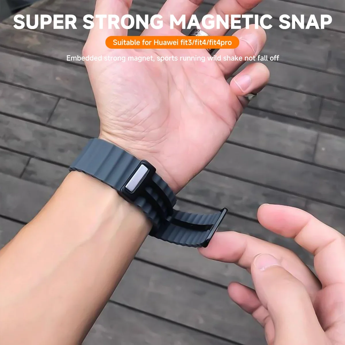 Huawei Watch Fit 3/4/4Pro用 マグネット式シリコンストラップ、交換用スポーツウォッチバンド、Huawei Watch Fit 3 2 1対応