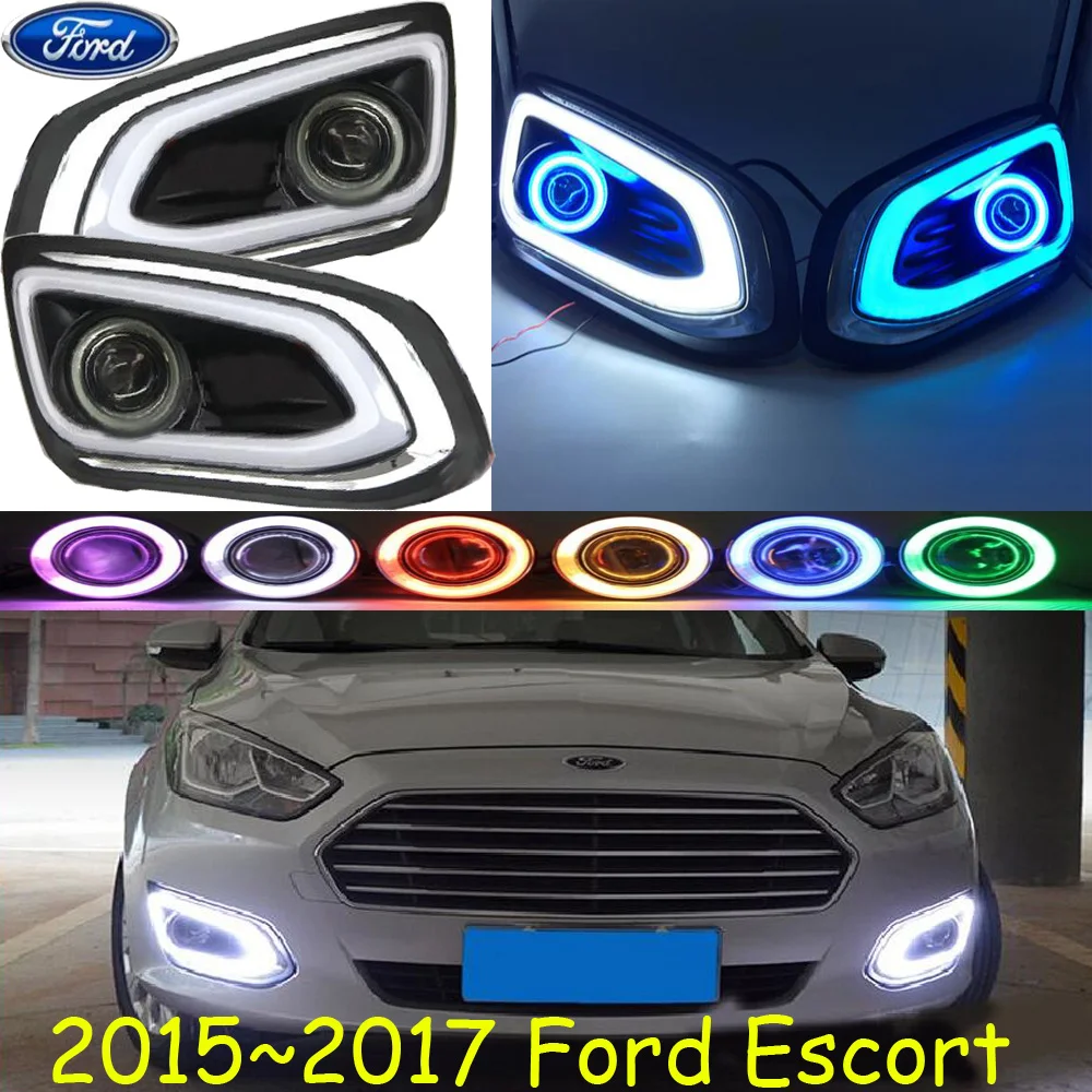 car bumper headlight for Ford Escort fog projector lens light 2015~2017y car accessories CCFL Escort headlamp