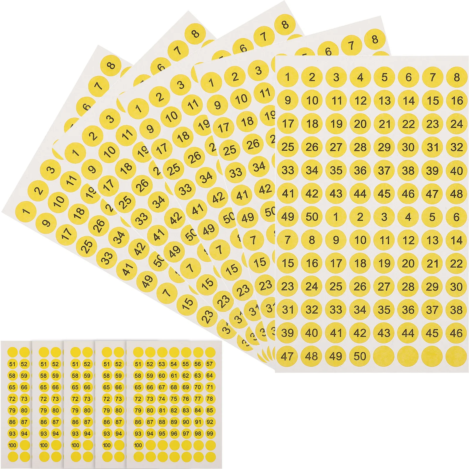 

10 Sheets Number Sticker Labels Round Digital Adhesive Numbered Stickers for Office Gym Home Classroom Organization