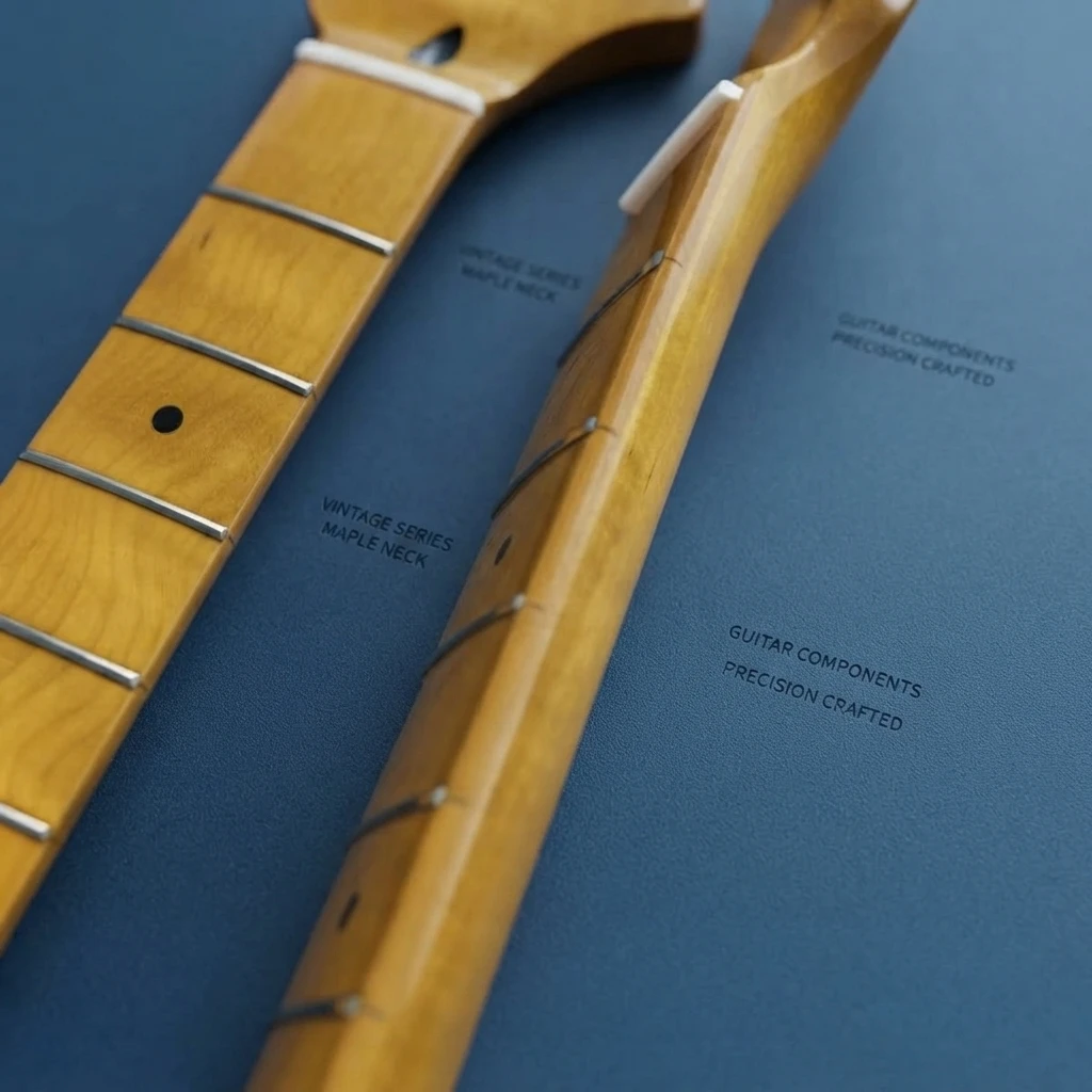 Standard Radius Light Yellow Glossy 22 Frets ST Electric Neck, Bright Fingerboard, Truss Rod, 648mm Scale, 56mm Heel Part
