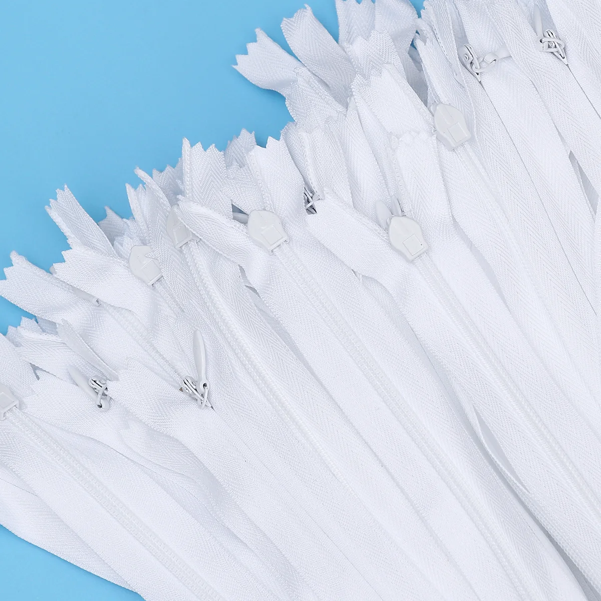 

100Pcs Safe Nylon Zipper Invisible Self-Locking Sturdy for DIY Clothing Costume Decoration 30cm White DIY Zipper