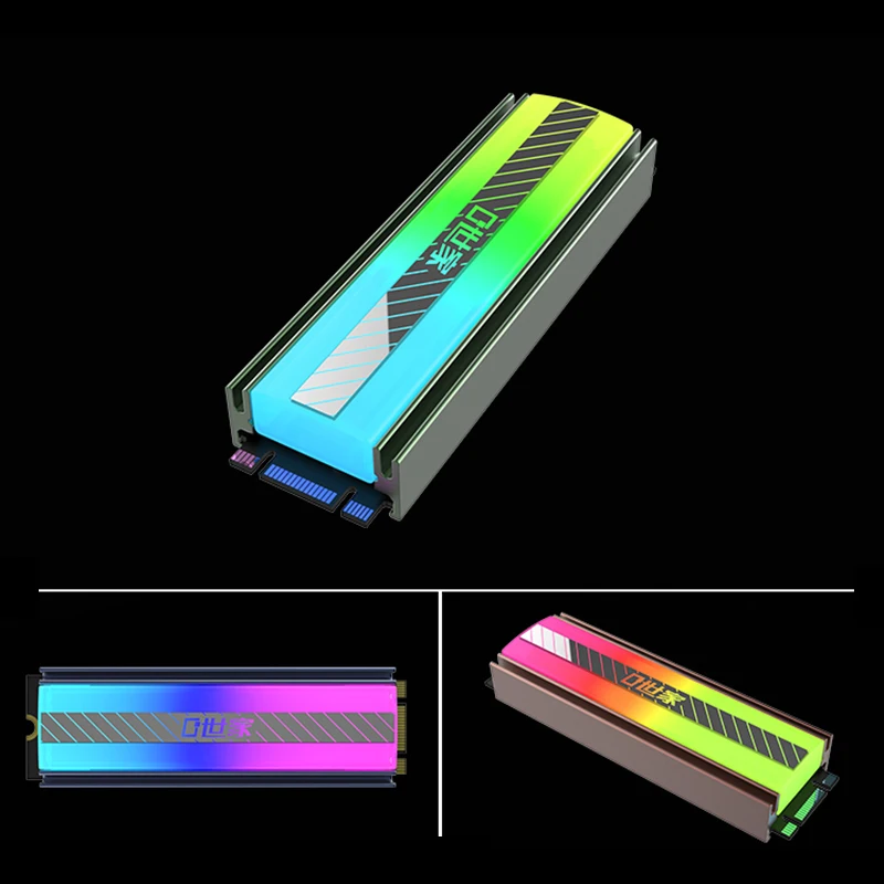 Disipador de calor TEUCER M.2 NVME SSD 5V 3 pines ARGB luces de colores 2280 enfriador de unidad de estado sólido