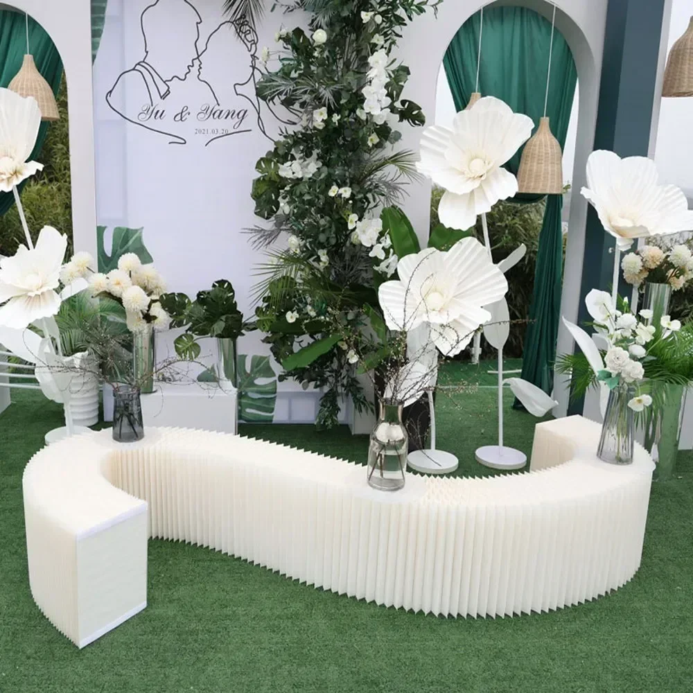 Wedding Decor Customzied Size Paper Versatile Folding Display Stand Flower Dessert Show Table Platform Curve Guide Holder Party