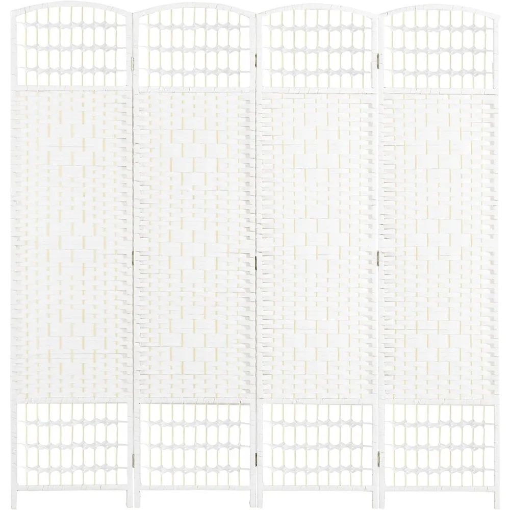 

4 Panel Room Divider, Folding Privacy Screen, 5.6' Room Separator, Wave Fiber Freestanding Partition Wall Divider