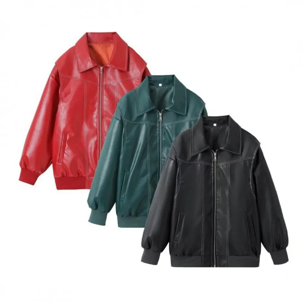 

Women's Winter Street Jacket Imitation Leather Lapel Loose Coat European American Style A285