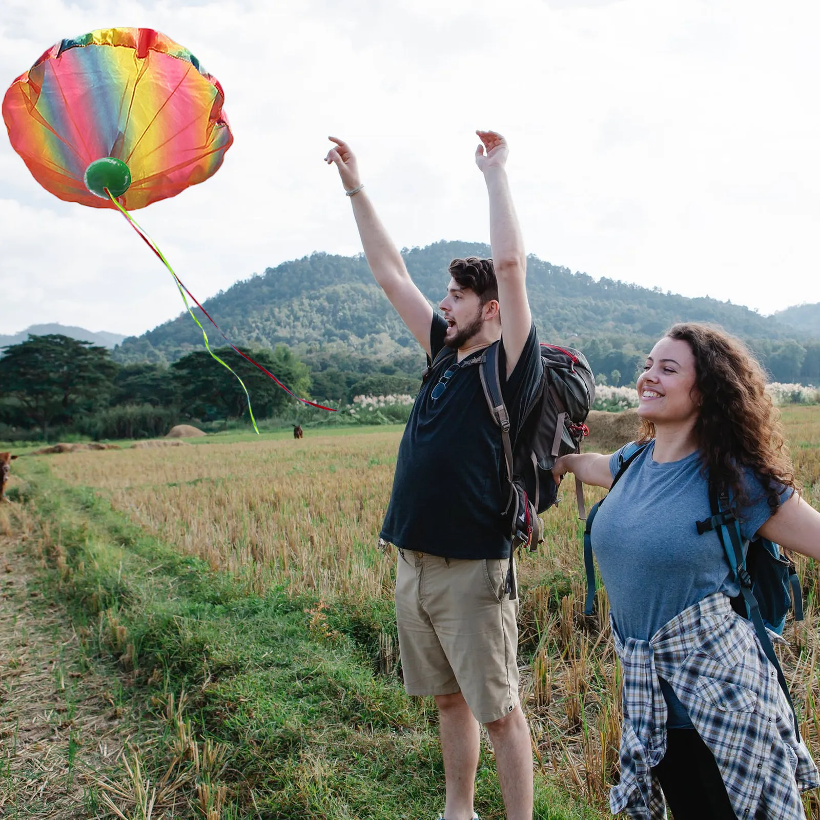 

3Pcs Mini Parachute Outdoor Colorful Hand Throwing Kids Parachutes for Fun Manual Flying Children Kids Parachute
