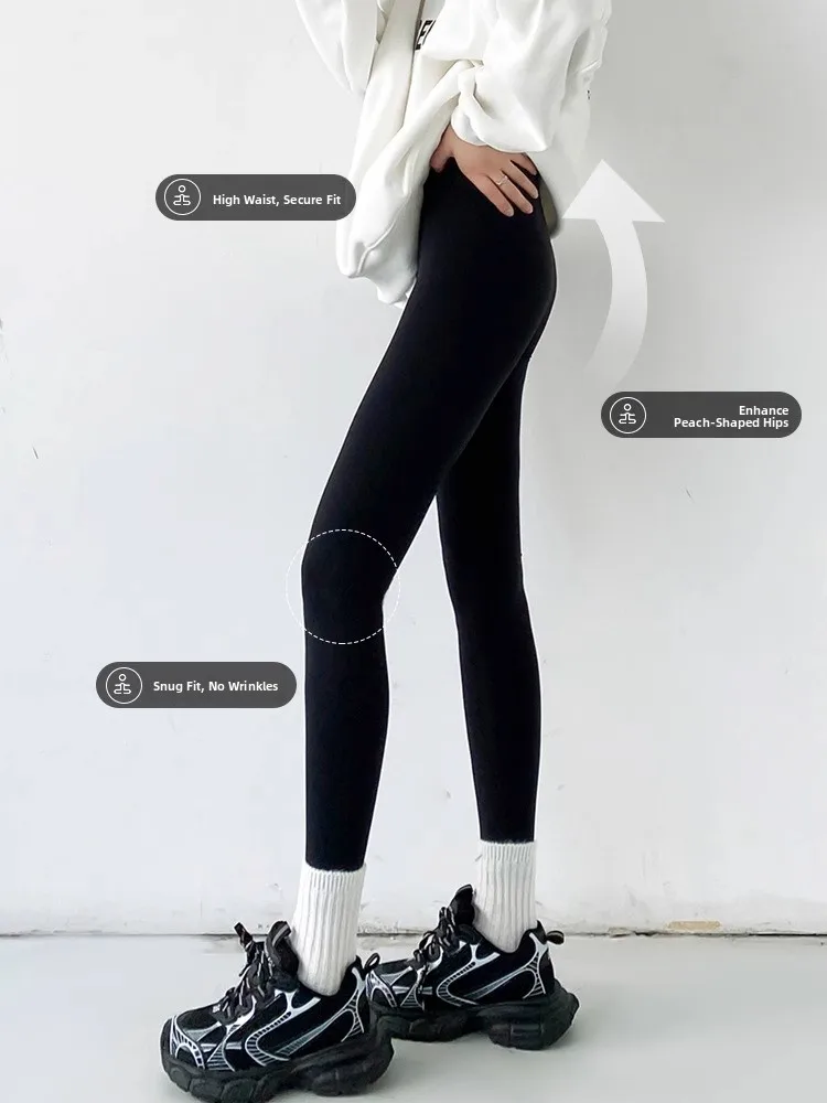 High Waist Thiened Fce Yoga Pants Women's Outerwear Autumn Winter arkskin Pants Abs Tummy Control Butt Lifting Base Layer