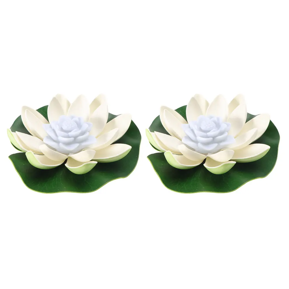

2pcs Lotus Lamps Outdoor LED Lily Lights Decorations Flower Lamp Eva Foam Waterproof Floating Garden Pond Scene Layout Props