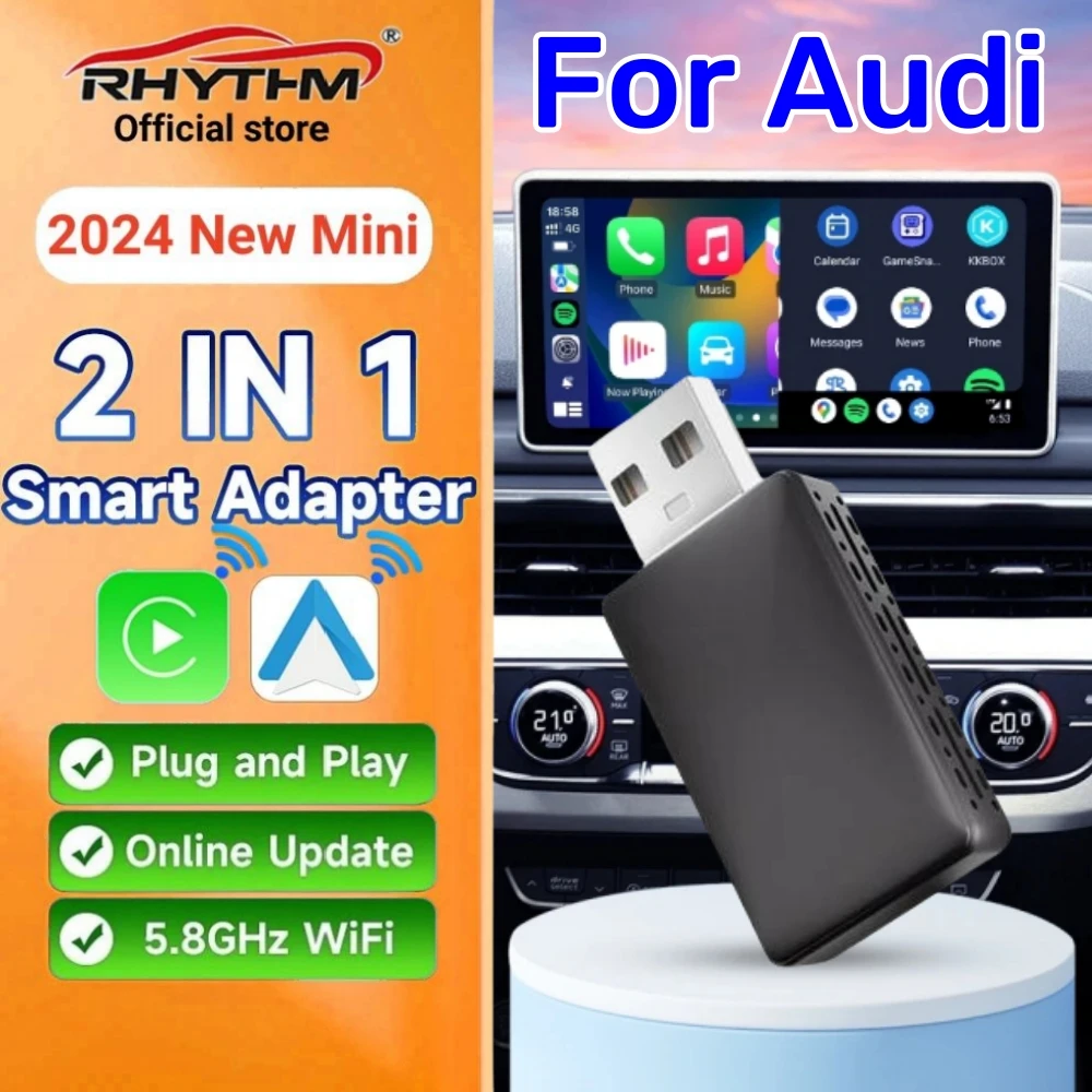 

2024 новый ритм 2 в 1 беспроводной Android автомобильный адаптер Carplay для Audi A3 A4 A5 A6 A7 A8 Q3 Q4 Q5 Q6 Q7 Q8 S4 S5 S6 RS4 RS5 RS6