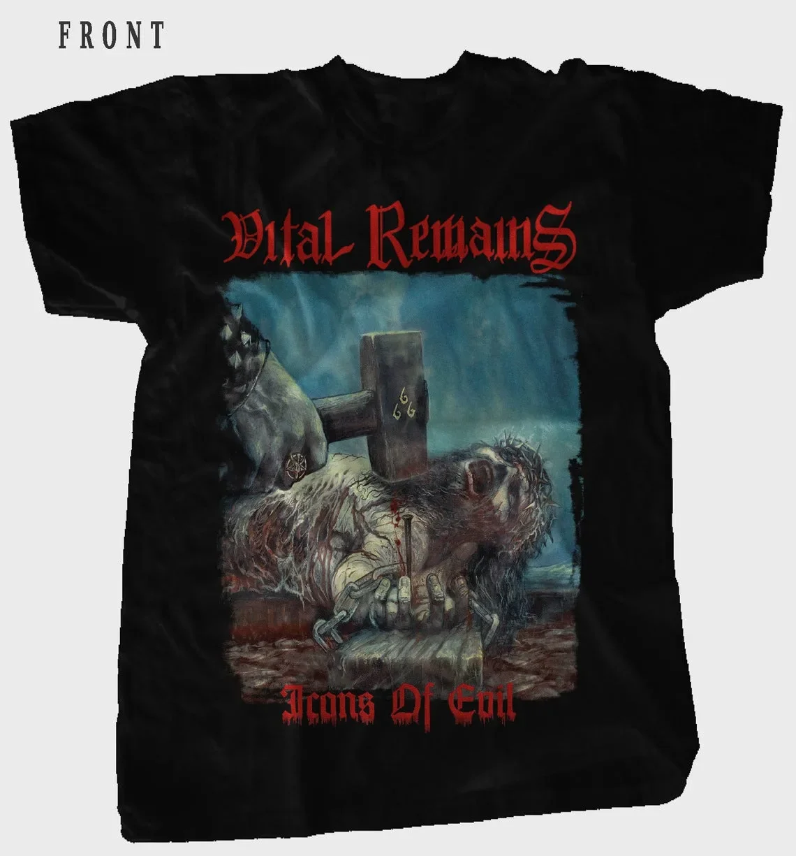 Vital Remains Icons of Evil T-Shirt Short Sleeve Cotton Black Men S to 5XL PM103