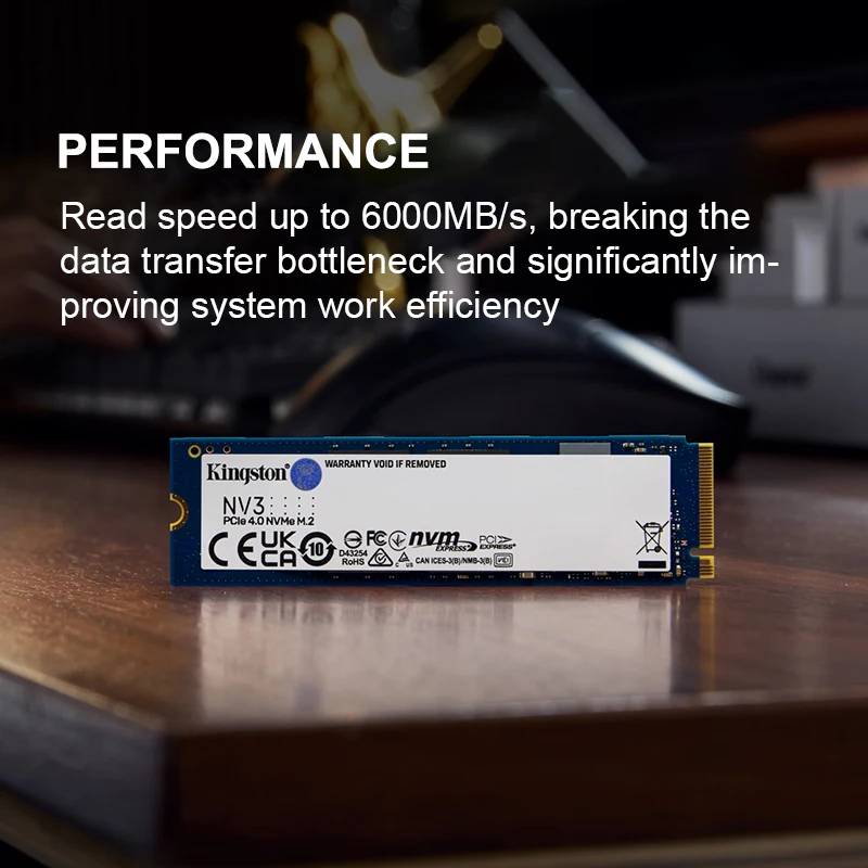 Immagine 3: Kingston NV3 SSD PCIe 4.0 Gen 4x4 500GB 1TB 2TB Fino a 6000Mb/s M.2 2280 NVMe Unità a Stato Solido per PC Disco Rigido Originale