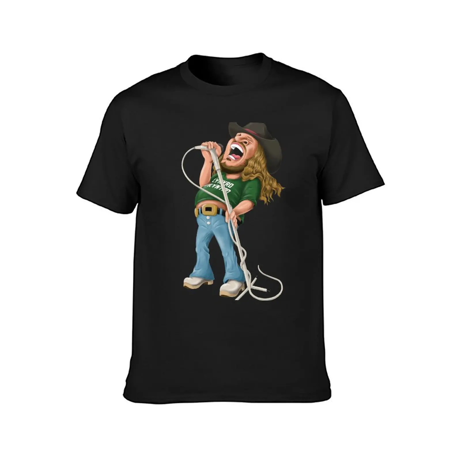 Ronnie Van Zant caricature T-Shirt aesthetic clothes for a boy hippie clothes cute tops men t shirts